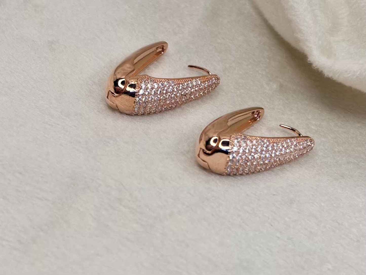 Diamonds Loaded Long Huggies Earrings Studs - Rose Plated