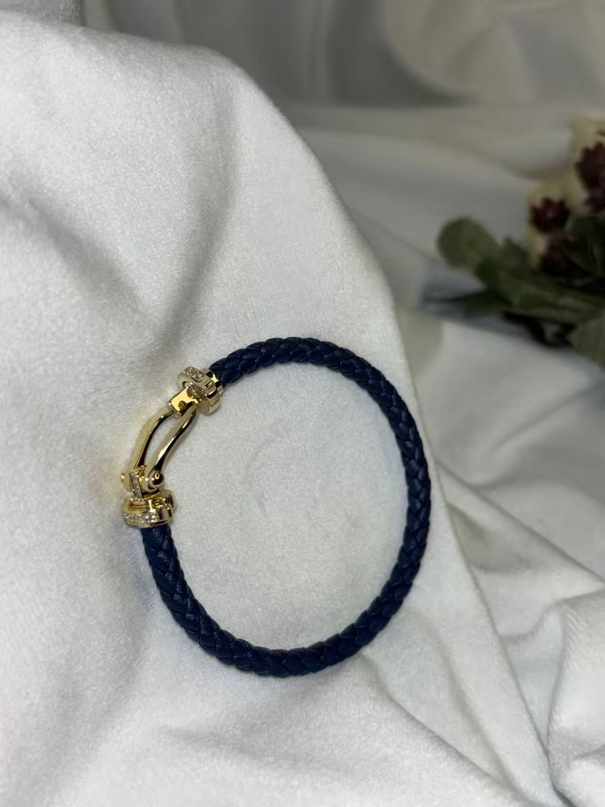 Navy Blue Belt Vegan Leather Bracelet