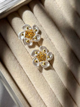 Load image into Gallery viewer, Pearly Sunflower Earrings Studs - Gold Plated
