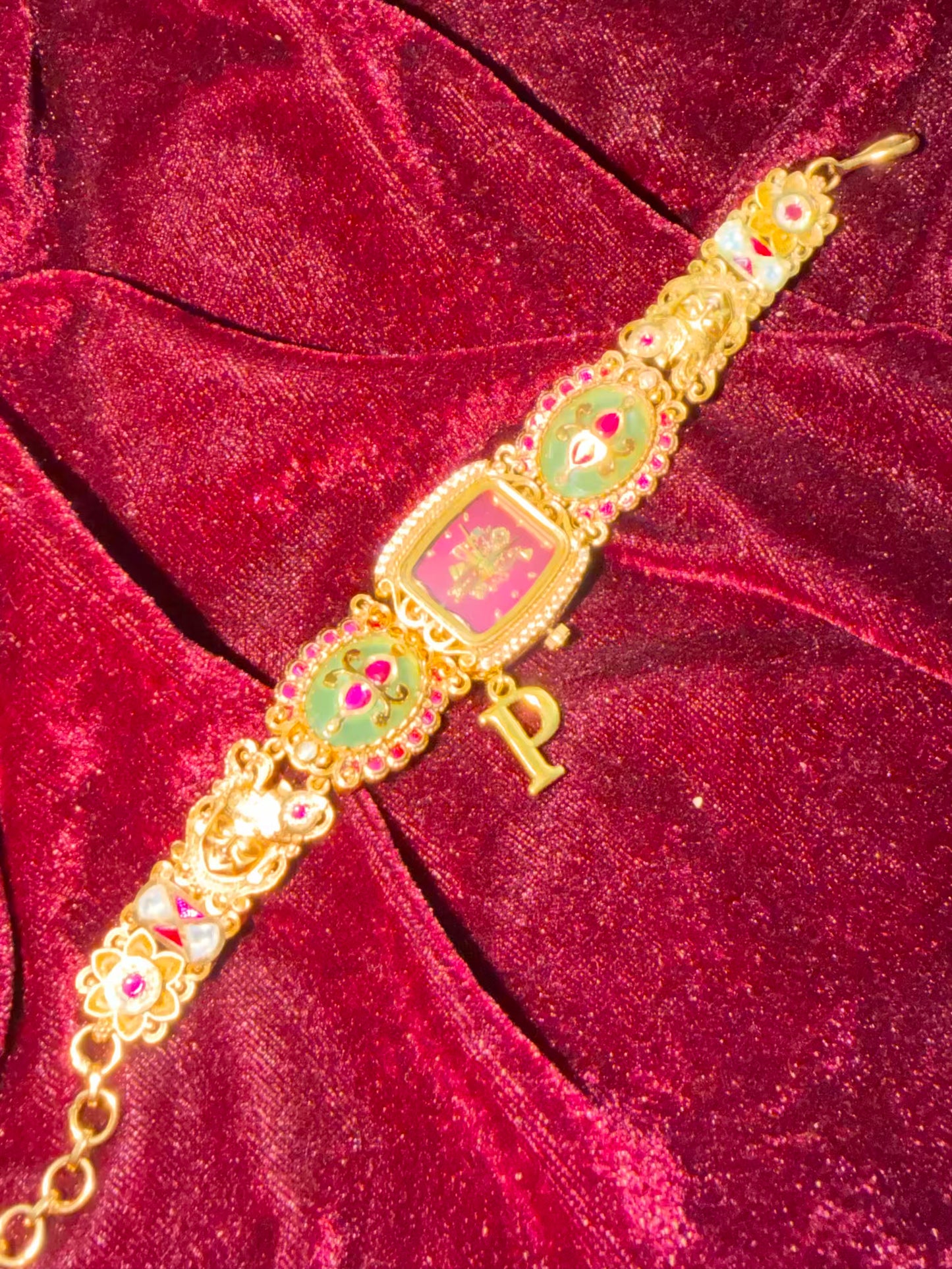 Shreenathji Dial Maharani Heritage Watch Rakhi in Premium Swarovski (Free Initial)