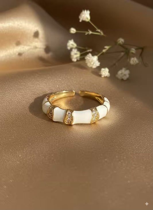 White Designer Gold Plated Premium Ring (Adjustable)