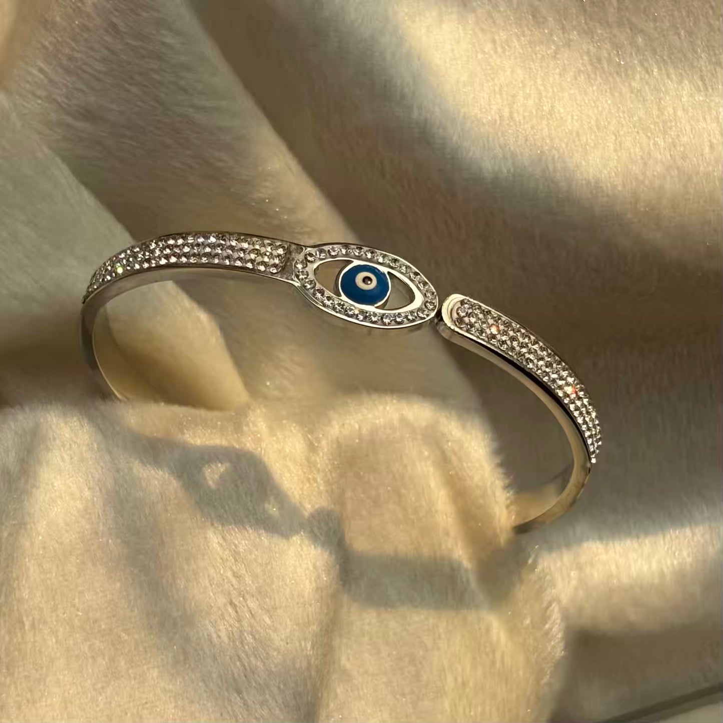 Evil Eye Silver Sleek Bangle