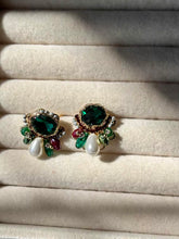 Load image into Gallery viewer, Emerald Studded Style Earrings - Gold  Plated
