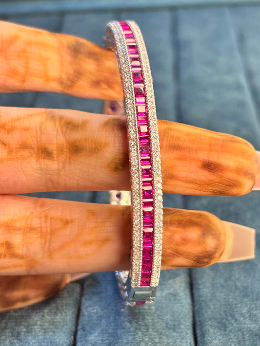 Ruby Pink Luxury Rhodium Plated Bracelet