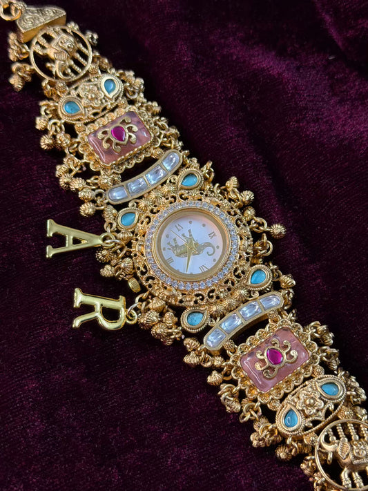 Elephant Dial Maharani Watch Design Heritage Bracelet (Customise Initial )