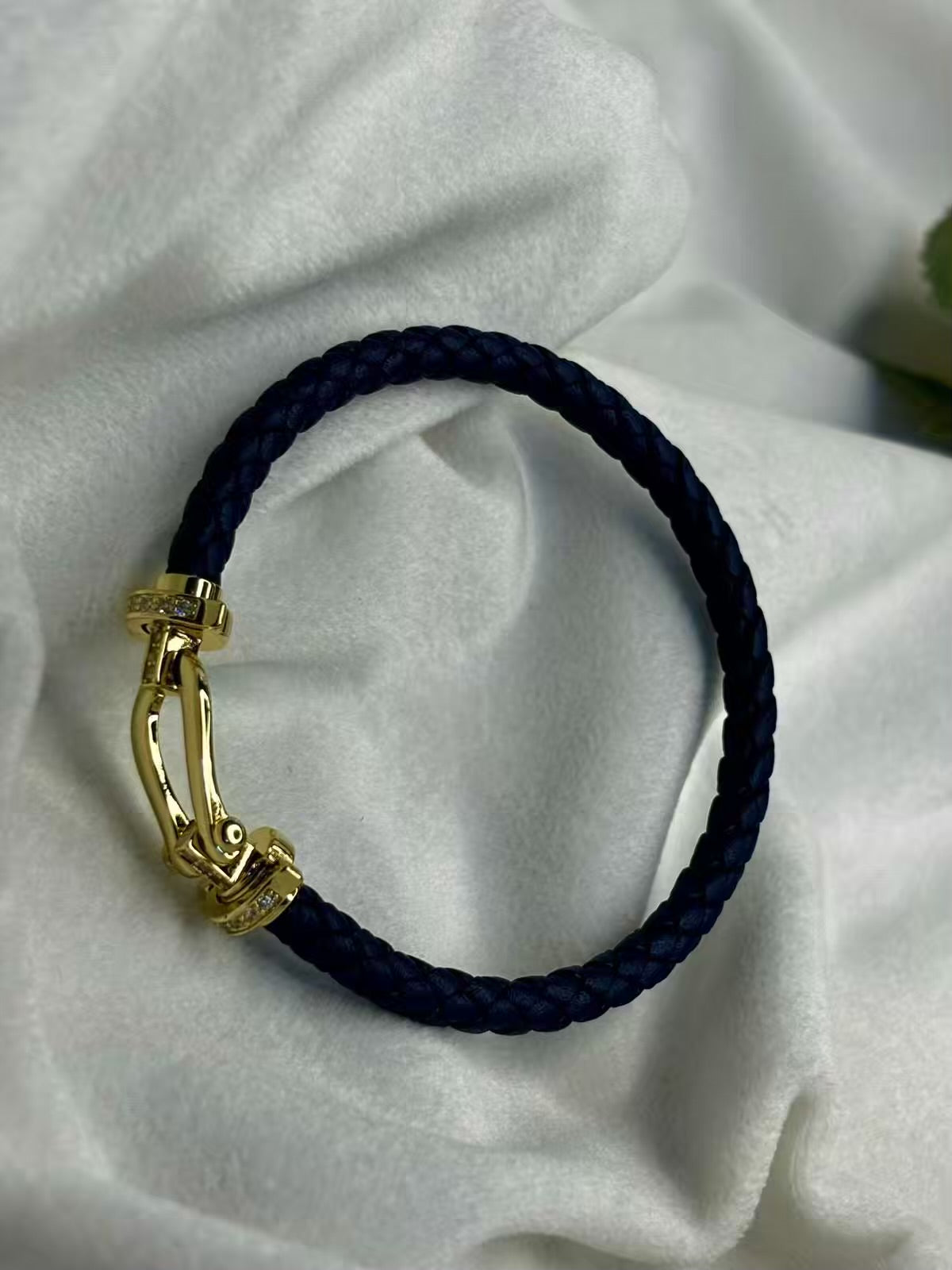 Navy Blue Belt Vegan Leather Bracelet