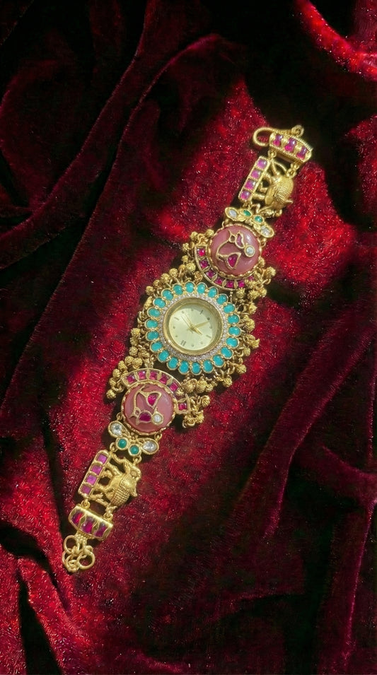 Nayaab Elephant Round Dial Maharani Watch Heritage Bracelet (Partial COD 200₹)