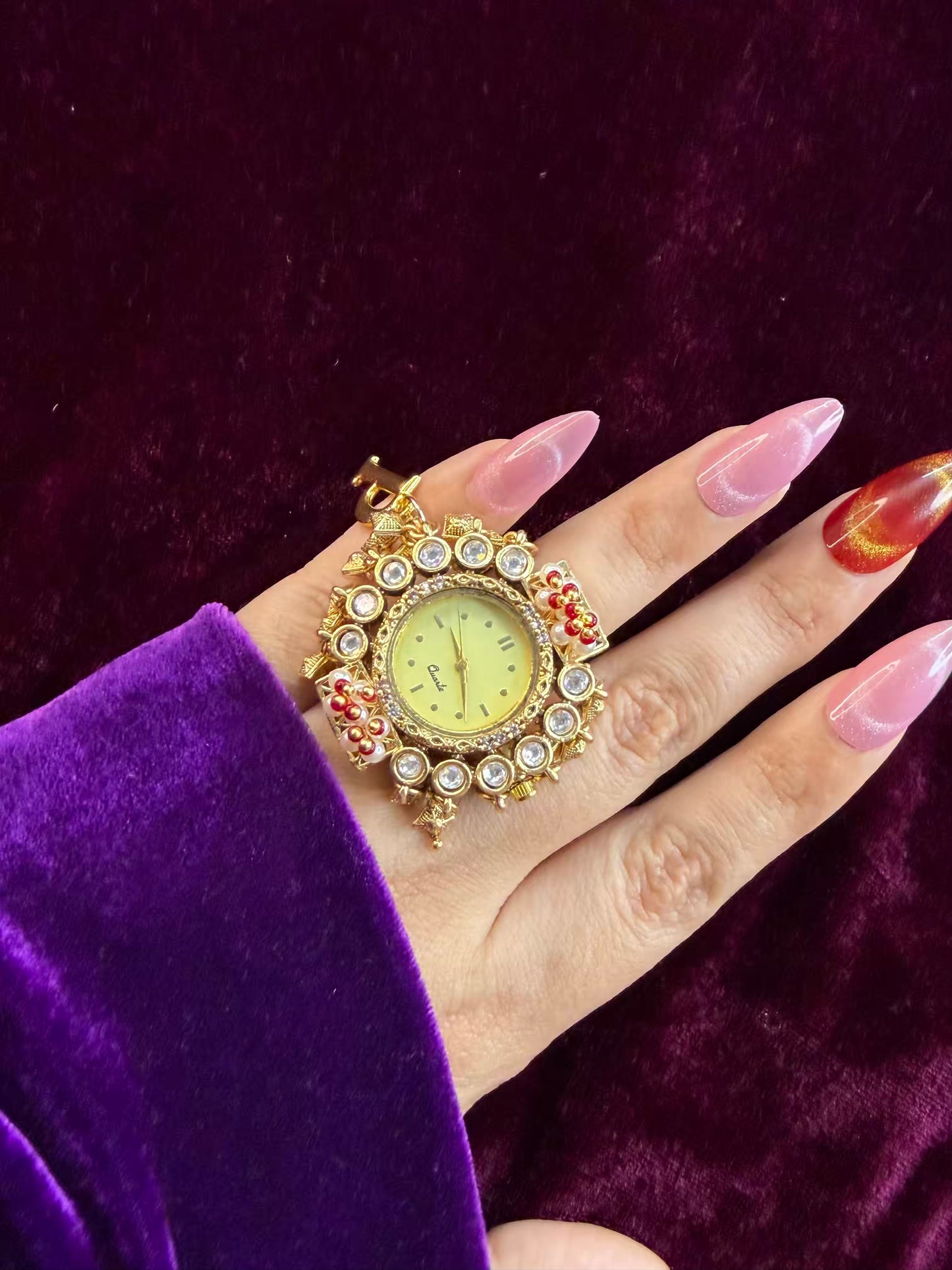 Ghungroo loaded Dial Maharani Watch Heritage Ring ( Adjustable)