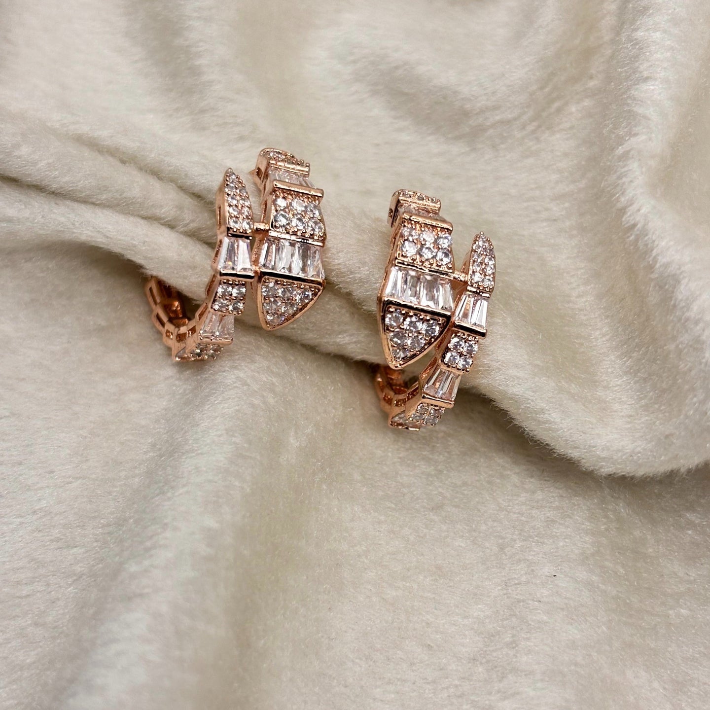 Rose Gold Snake Hoop Earrings