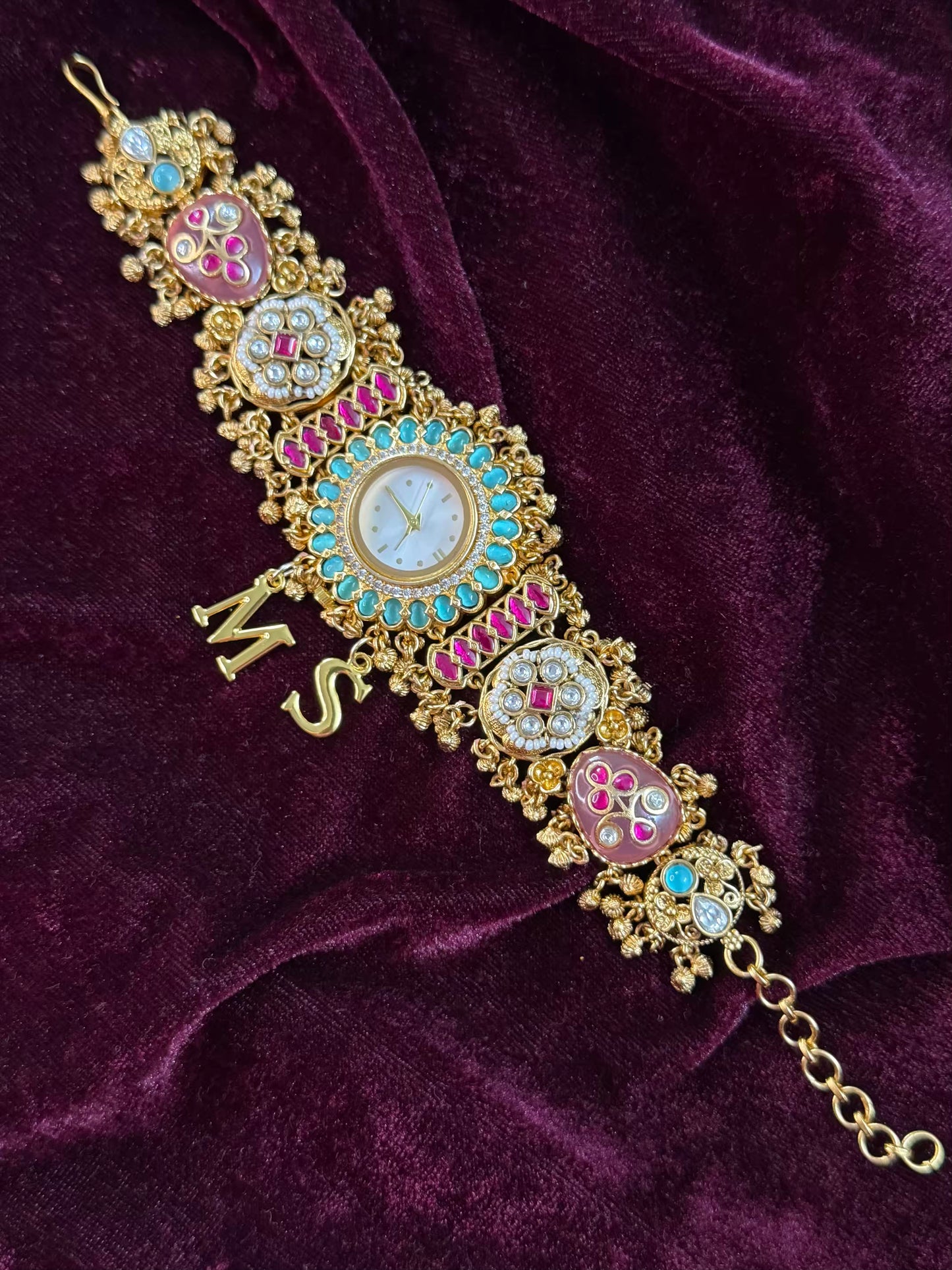 Creamy Kundan Heritage Maharani Watch Design Bracelet ( Only 2pcs Available)