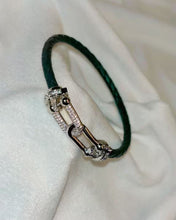 Load image into Gallery viewer, Dark Green Belt Vegan Leather Bracelet
