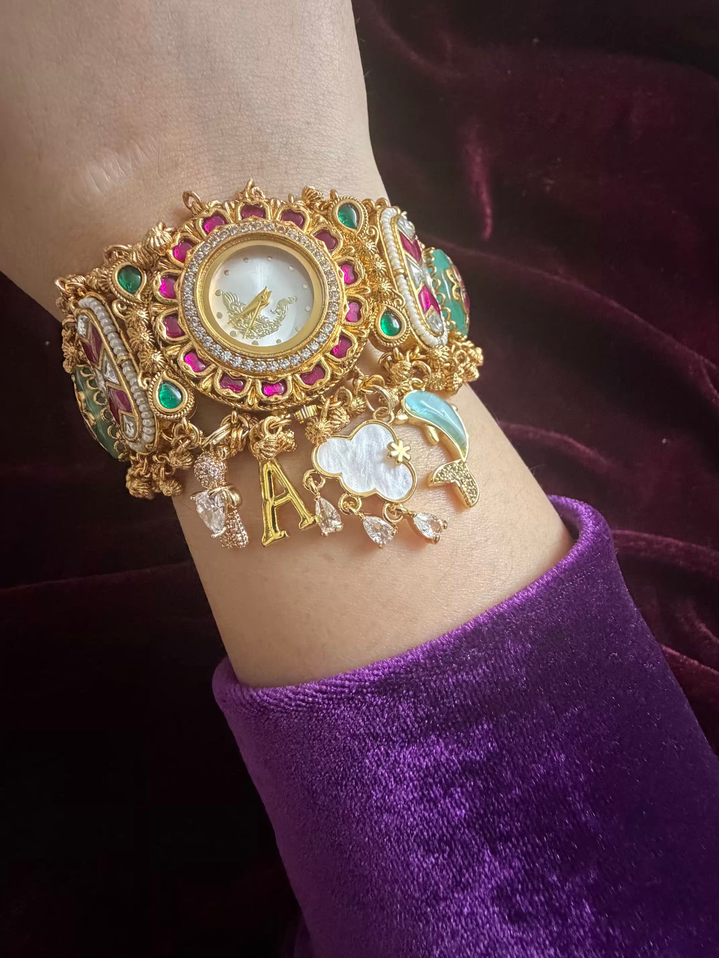 Peacock Luxury Watch Rakhi in Premium Swarovski Charms