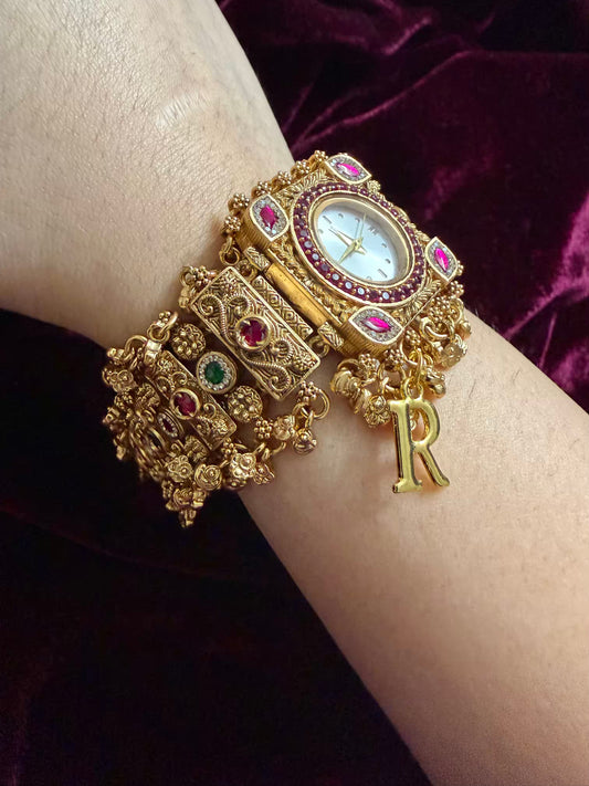 Shahi Noor Heritage Watch Rakhi in Premium Swarovski (Free Initial)