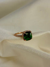 Load image into Gallery viewer, Green Emerald Cushion Ring( Rose Gold )Adjustable
