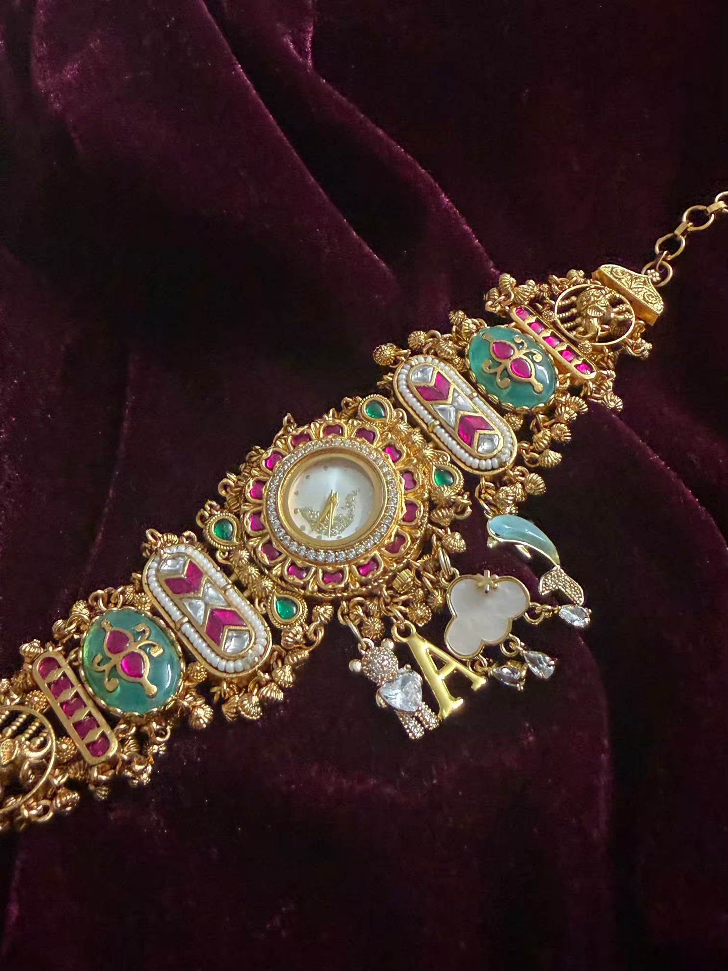 Peacock Luxury Watch Rakhi in Premium Swarovski Charms