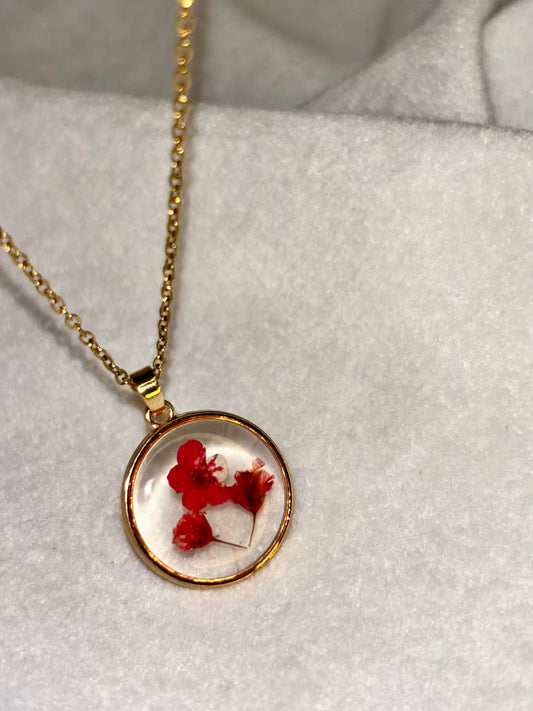 Red Floral Handmade Necklace