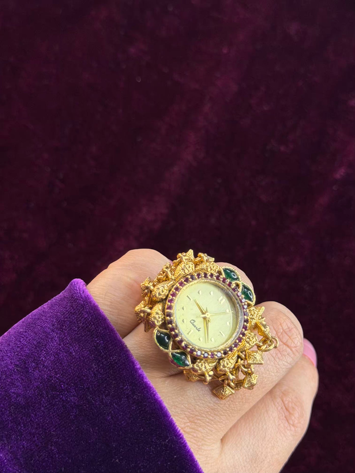 Ghungroo loaded Dial Maharani Watch Heritage Ring ( Adjustable)