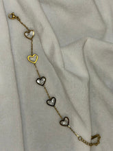 Load image into Gallery viewer, White Black Reversible Hearts Bracelet ( Gold )
