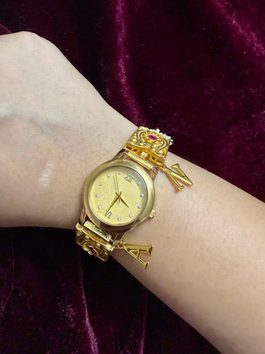 Gold  Dial Pearly Maharani Watch Heritage Bracelet