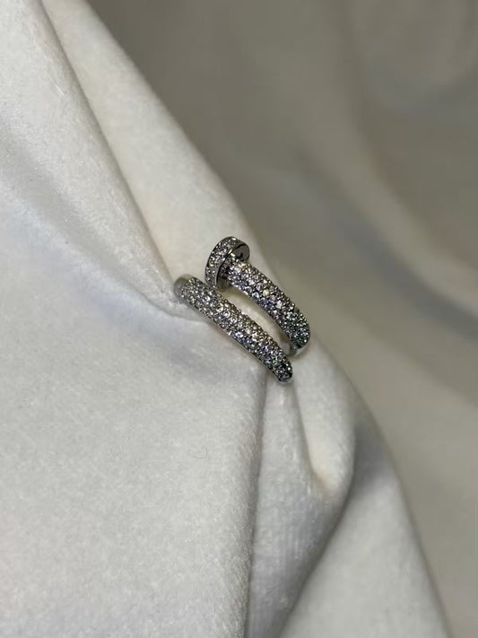 Nail Studded Adjustable Ring ( Silver )