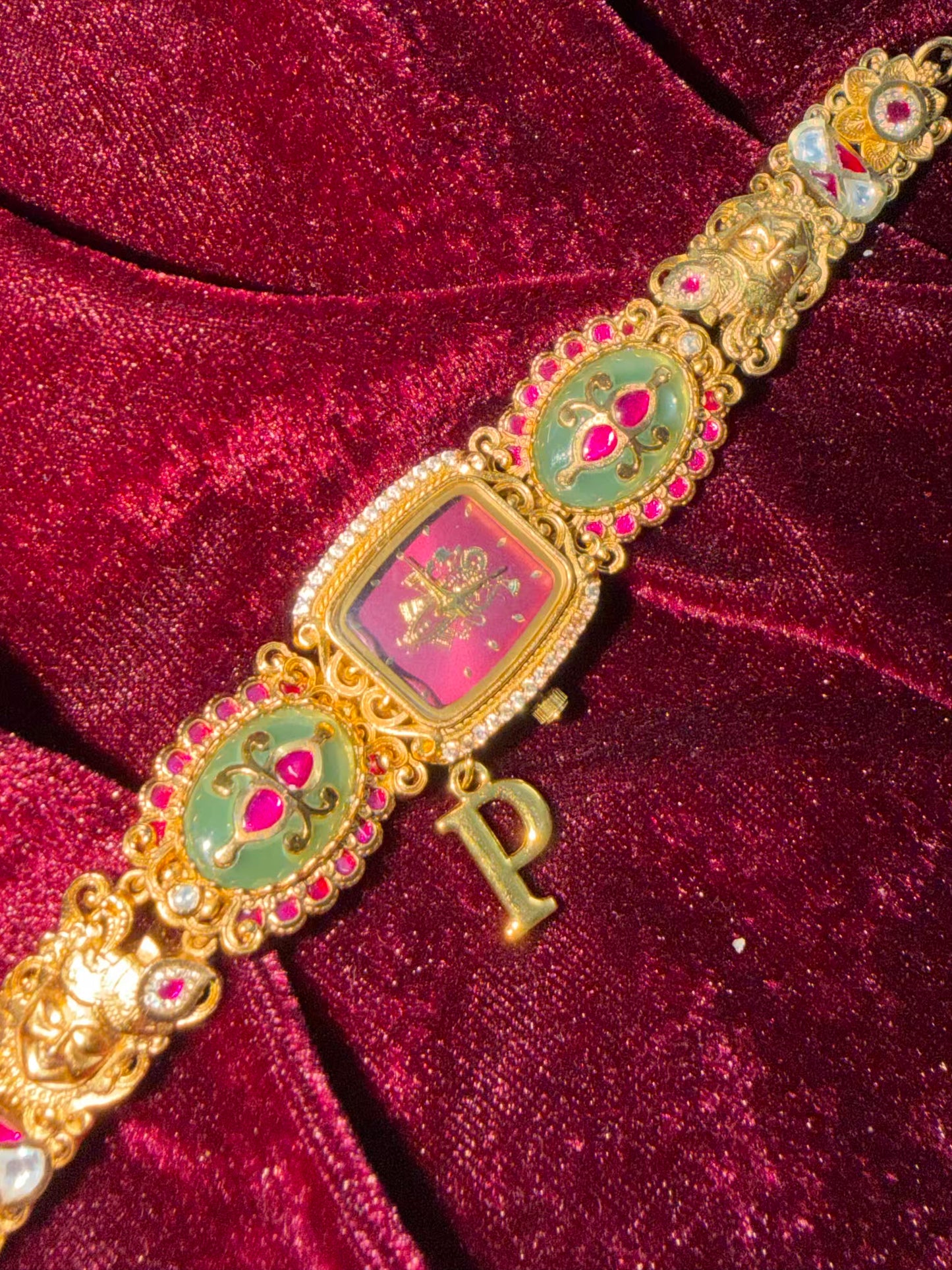 Shreenathji Dial Maharani Heritage Watch Rakhi in Premium Swarovski (Free Initial)