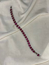 Load image into Gallery viewer, Magenta Ruby Pink Tennis Bracelet with Loaded Diamonds
