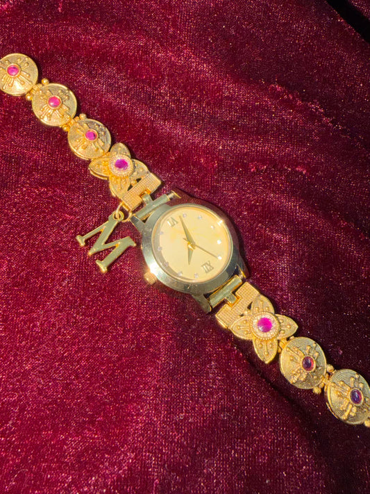 Gold Diamonds Kundan Watch Design Heritage Bracelet