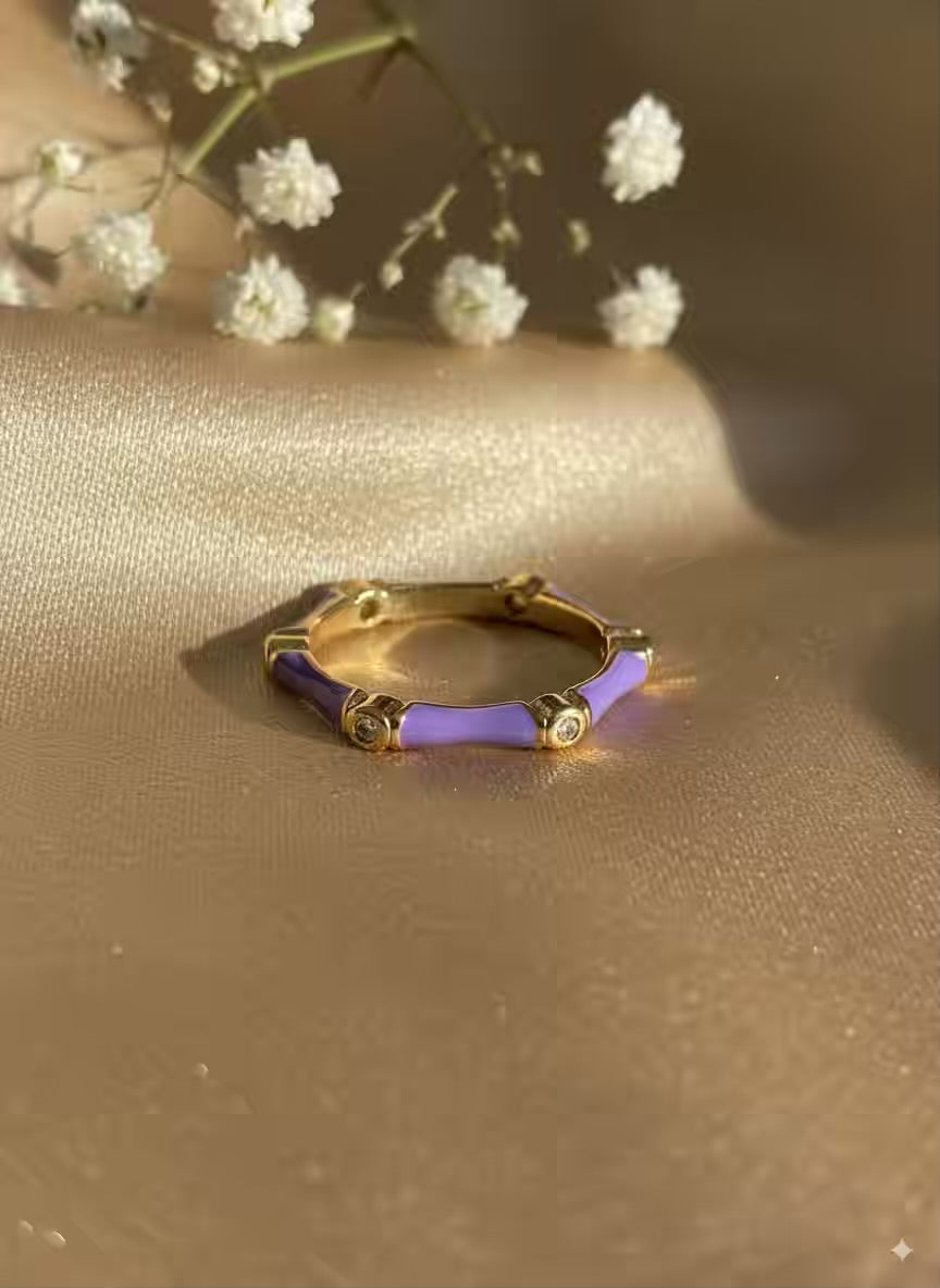 Light Lavender Gold Plated Premium Ring (Adjustable)