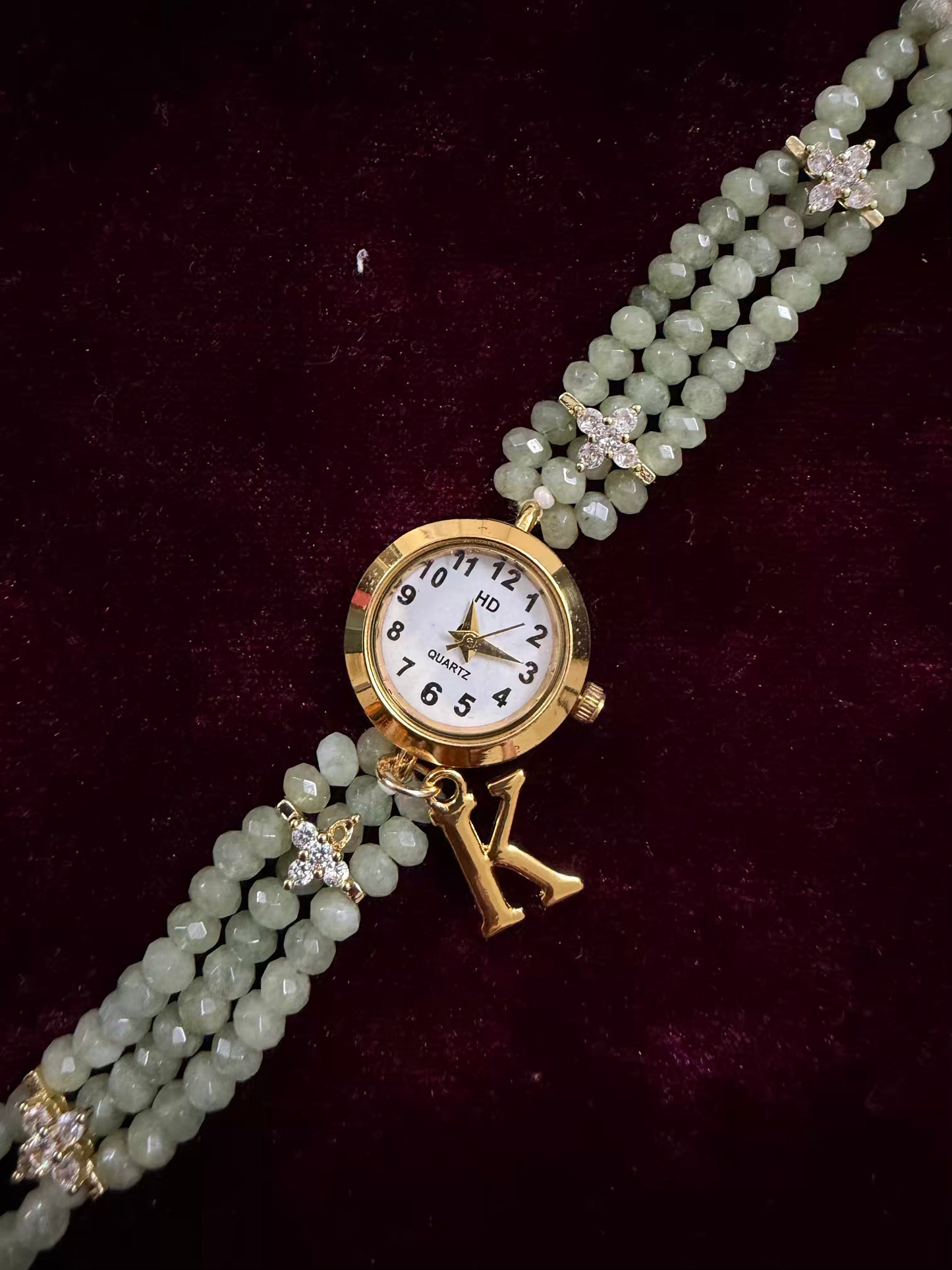 Jade Green Crystal Beaded Affordable Maharani Kundan Watch Design Heritage Bracelet