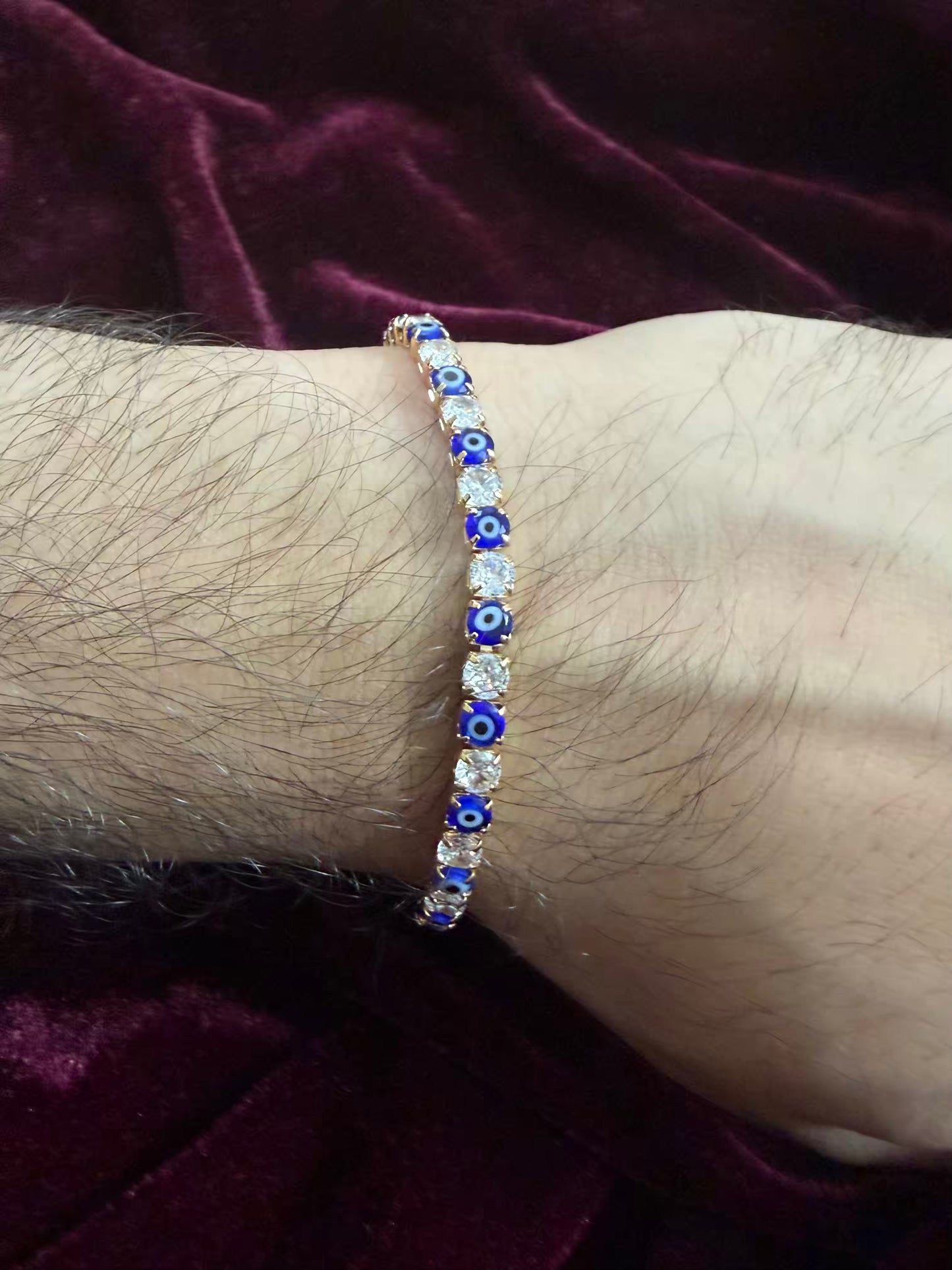 Men's Evil Eye Nazar Tennis Rakhi Bracelet ( Gold plated )
