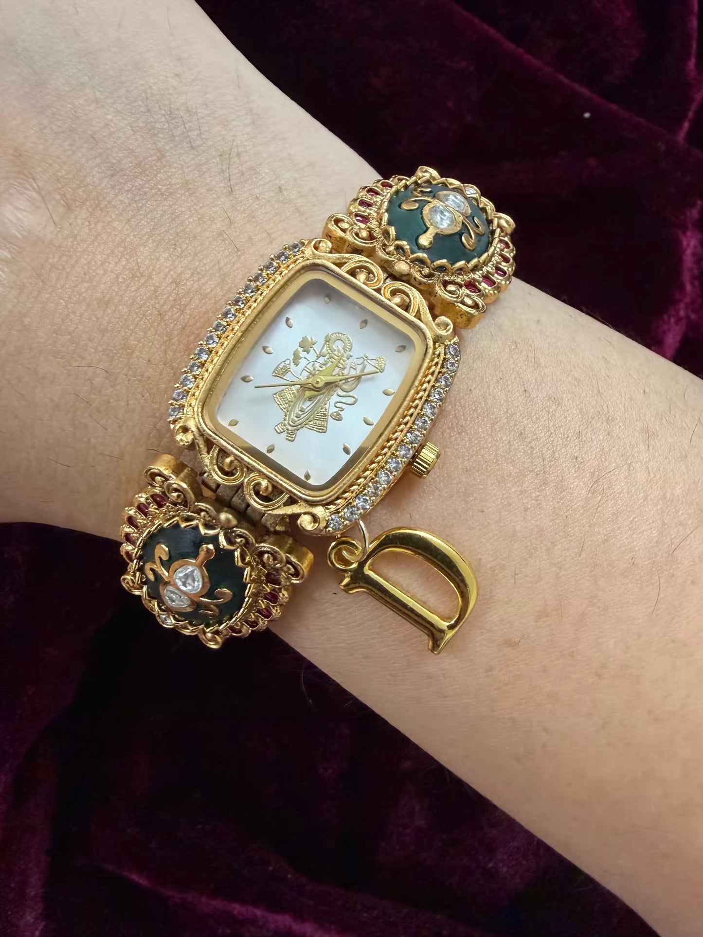 Shreenathji Krishna Maharani Heritage Watch Rakhi in Premium Swarovski (Free Initial)