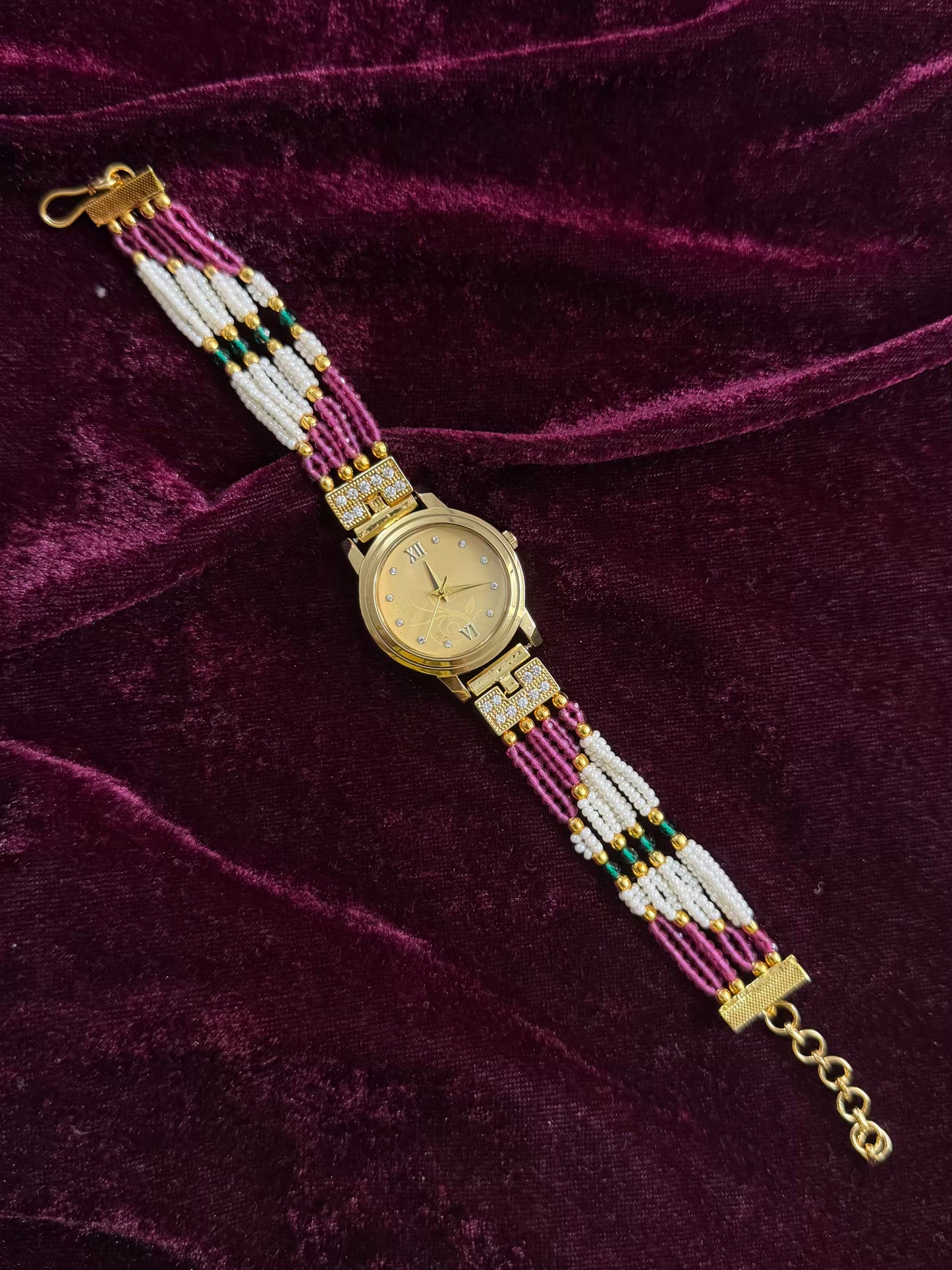 Gold Dial Royal Pink Maharani Watch Design Heritage Bracelet