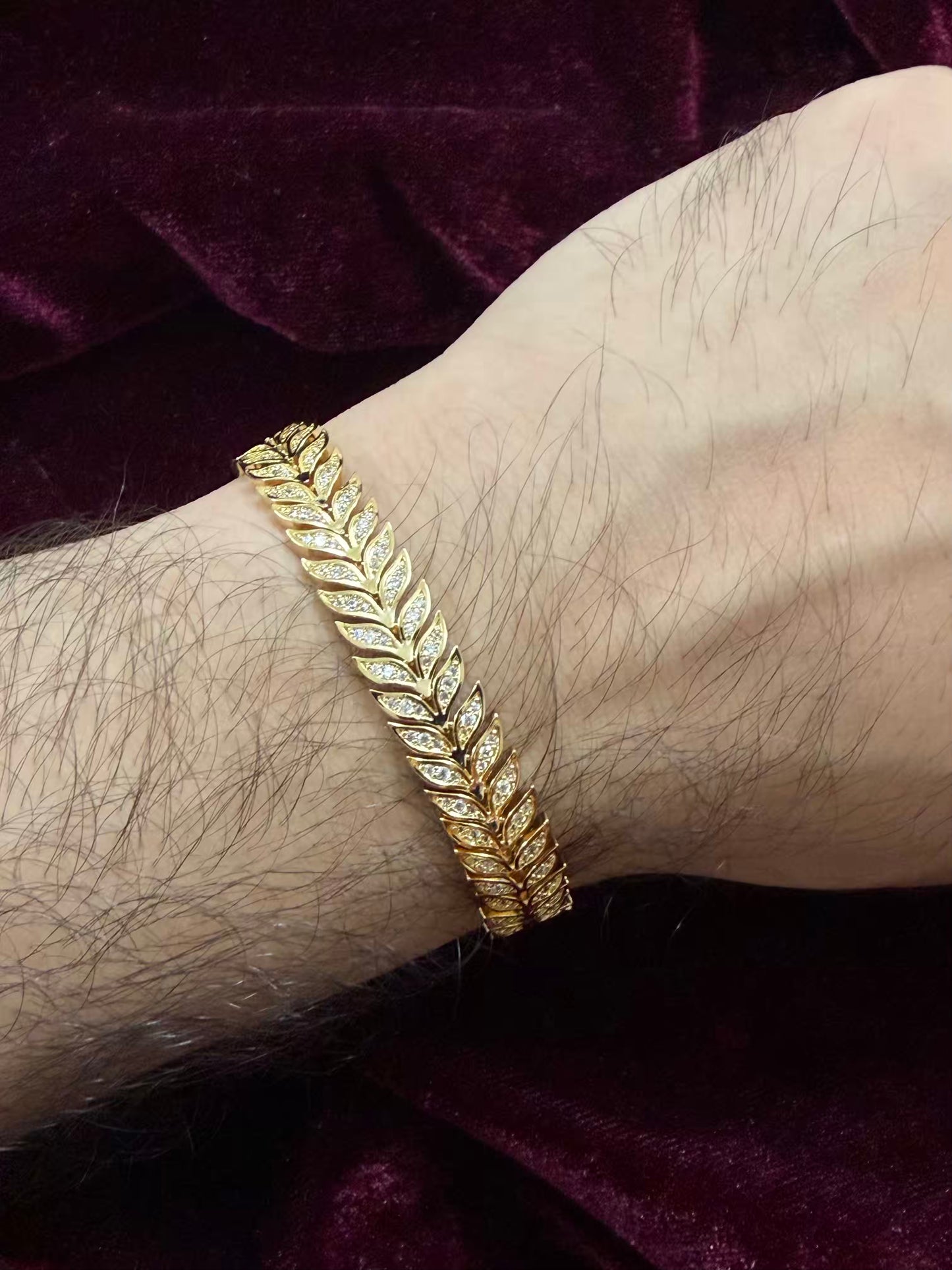 Leaves Diamond Men's Rakhi Bracelet