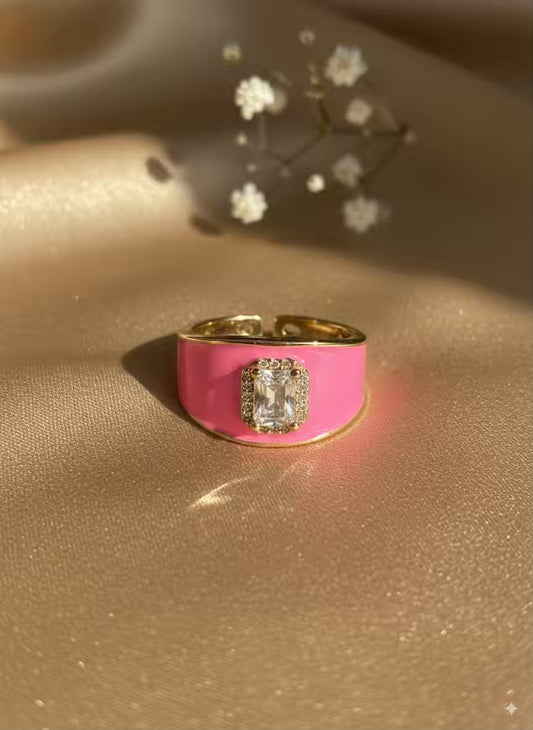 Pink Diamonds Gold Plated Premium Ring (Adjustable)