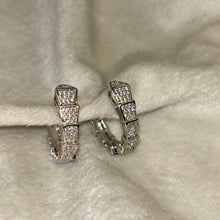 Load image into Gallery viewer, Silver Zircon Hoop Earrings
