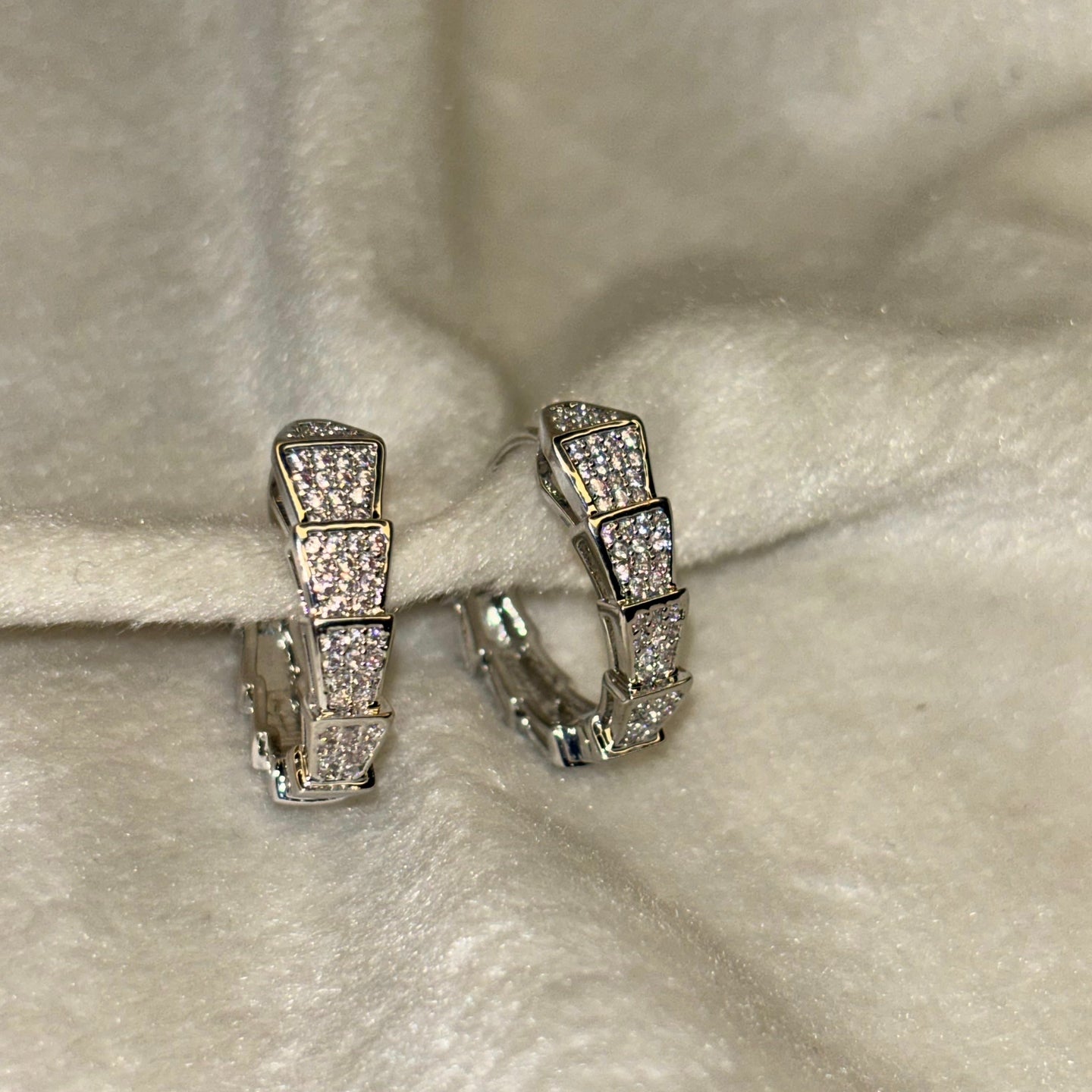 Silver Zircon Hoop Earrings