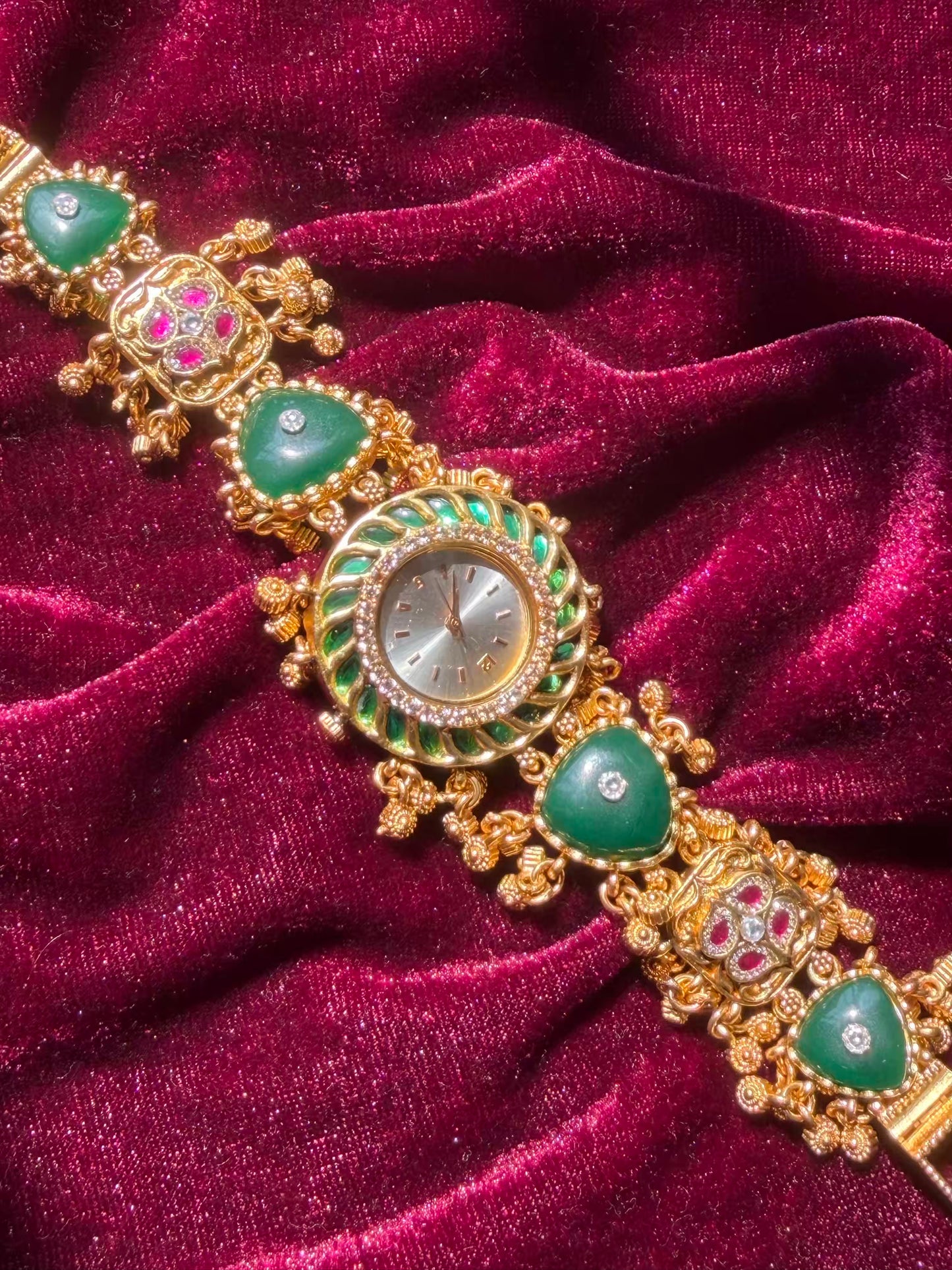 Green Emerald Dial Maharani Watch Design Heritage Bracelet