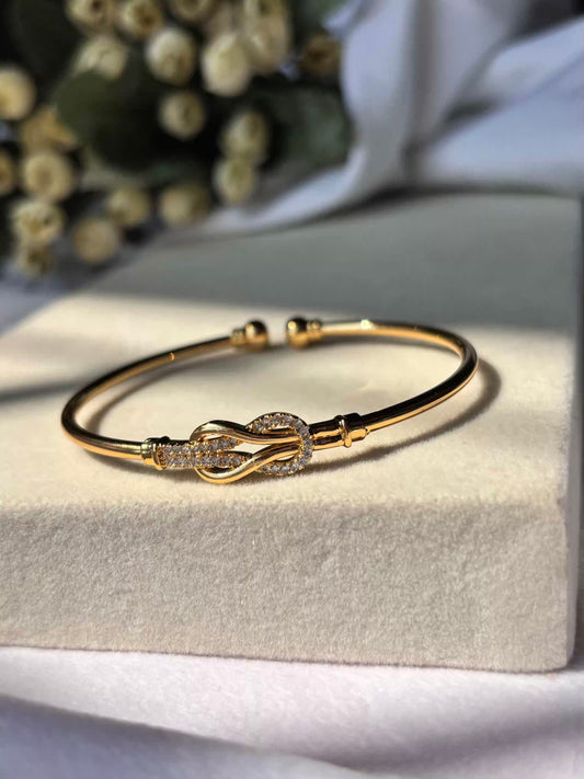 Knotty Men Women Designer Kada Bracelet Bangle - Gold