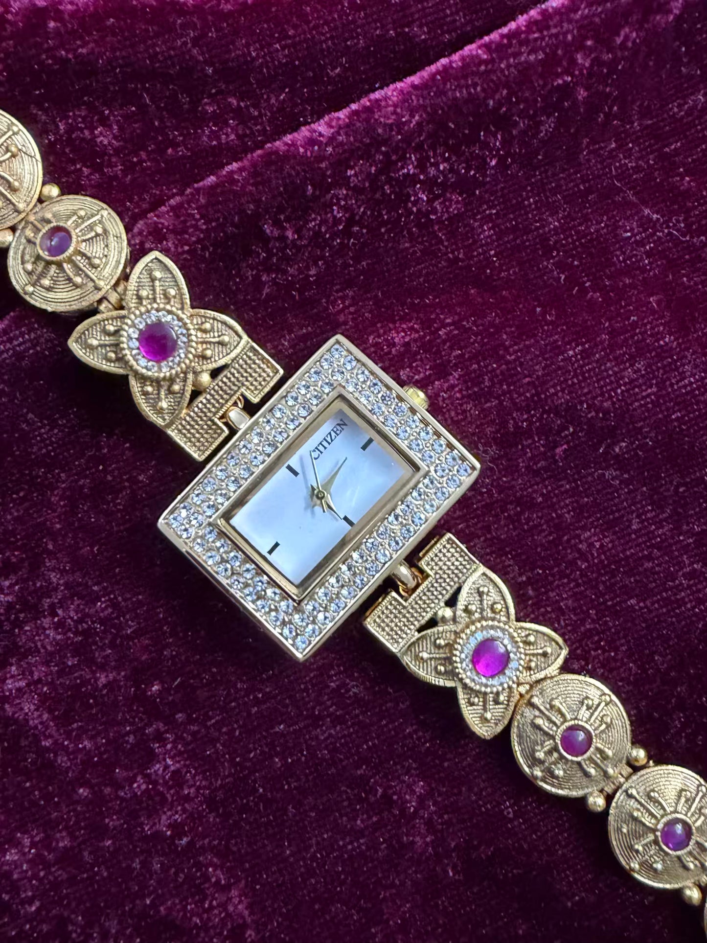 Square Dial Royal Gold Maharani Watch Design Heritage Bracelet