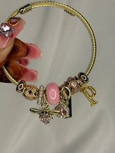 Load image into Gallery viewer, Pandora Charms Pink Bee Charms Bracelet With Customised Initial (Gold)
