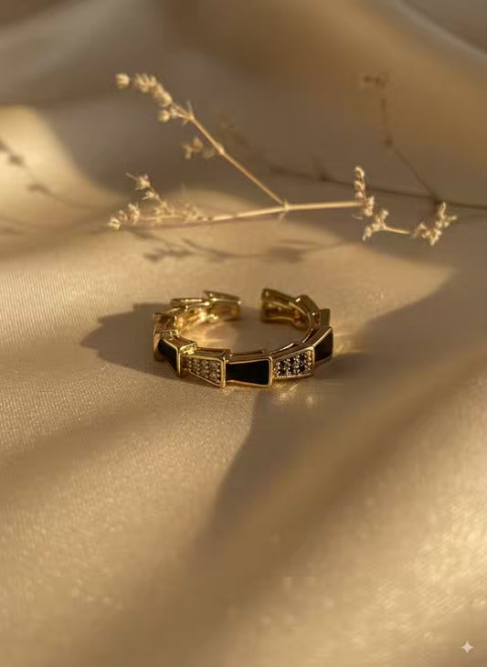 Black Snake Gold Plated Premium Ring (Adjustable)