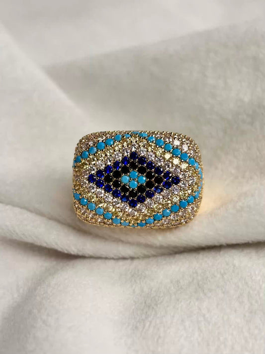 Pushtaini Turquoise Premium Ring - Gold Plated US Size 8