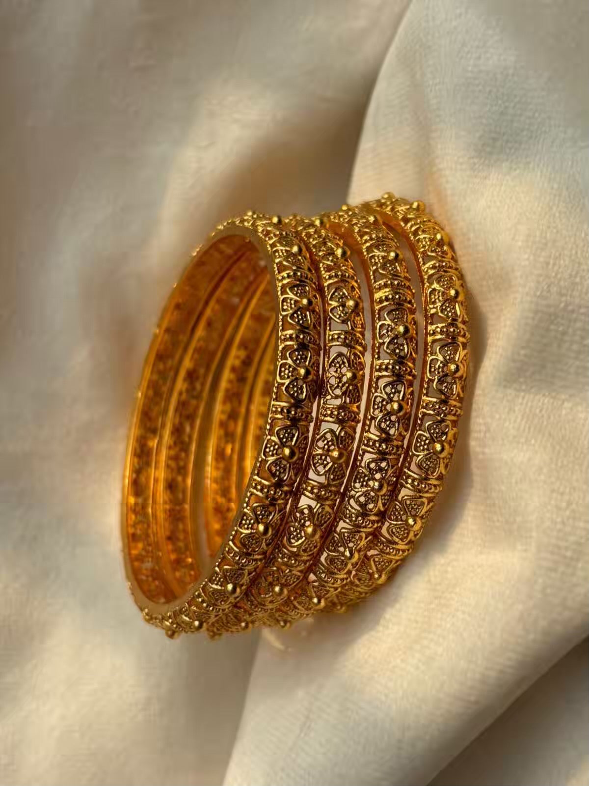 Traditional Floral Designer Bangle Gold (2.6) ( Set of 4)