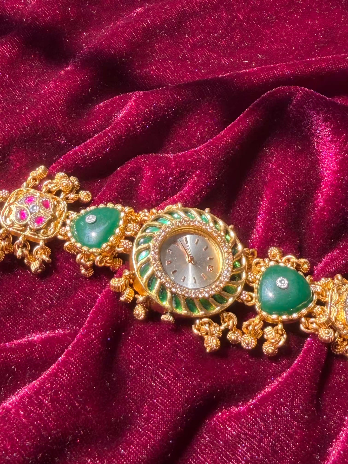 Green Emerald Dial Maharani Watch Design Heritage Bracelet