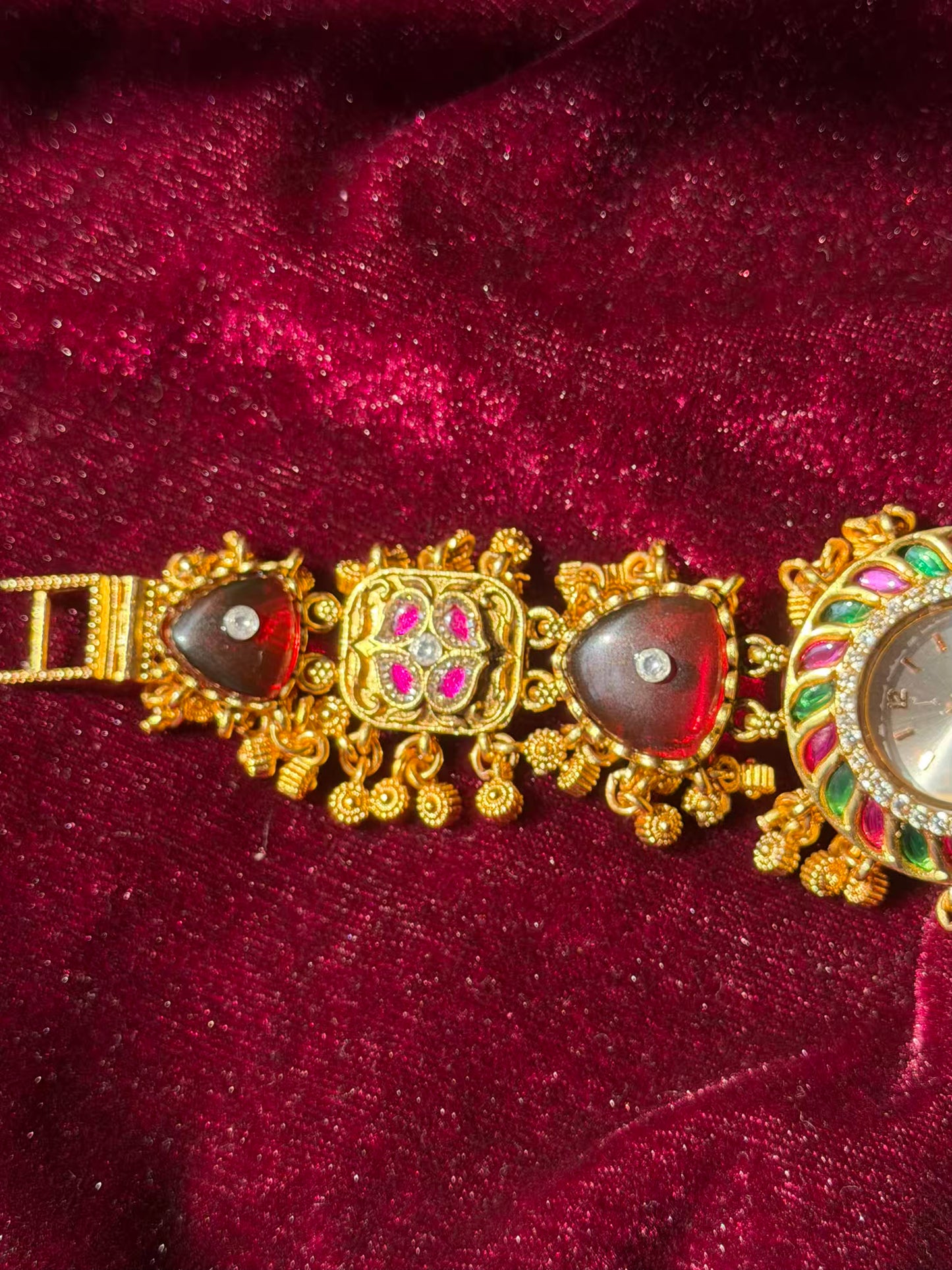 Green Red Gold Dial Loaded Green Rajwadi Gold Plated Heritage Maharani Watch ( Restocked Finally )