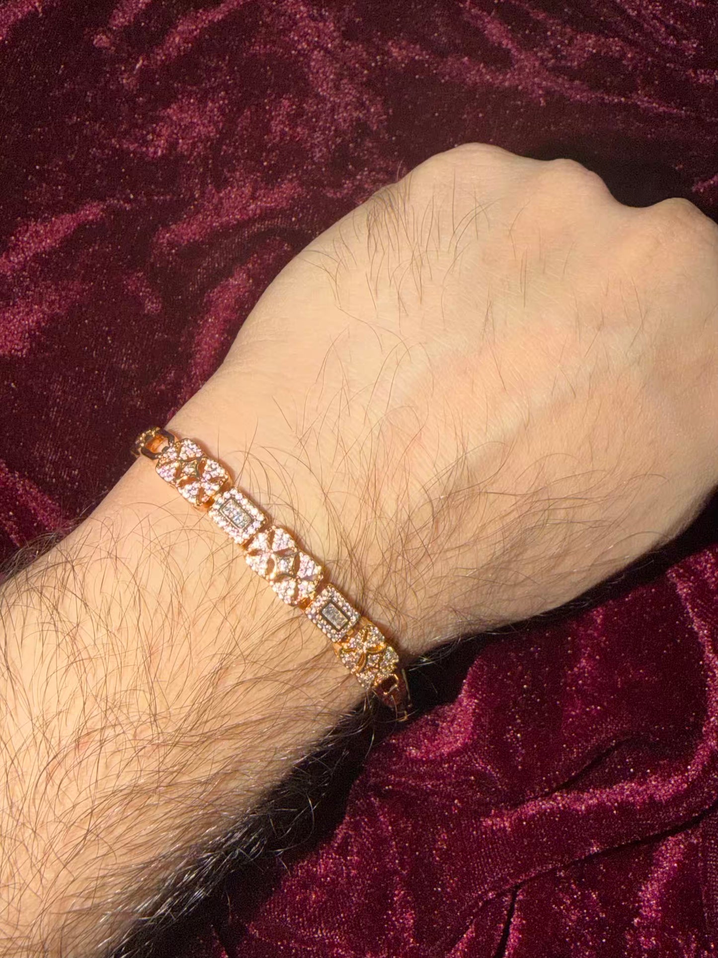Hexagon Men's Rakhi Bracelet ( Rose Gold )