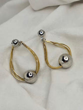 Load image into Gallery viewer, Silver Ball Pearls Hanging Earrings Studs - Silver Plated
