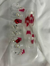 Load image into Gallery viewer, Maroon Stone Shimmery Fancy Party Bridal Press On Nails ( Set of 24 )
