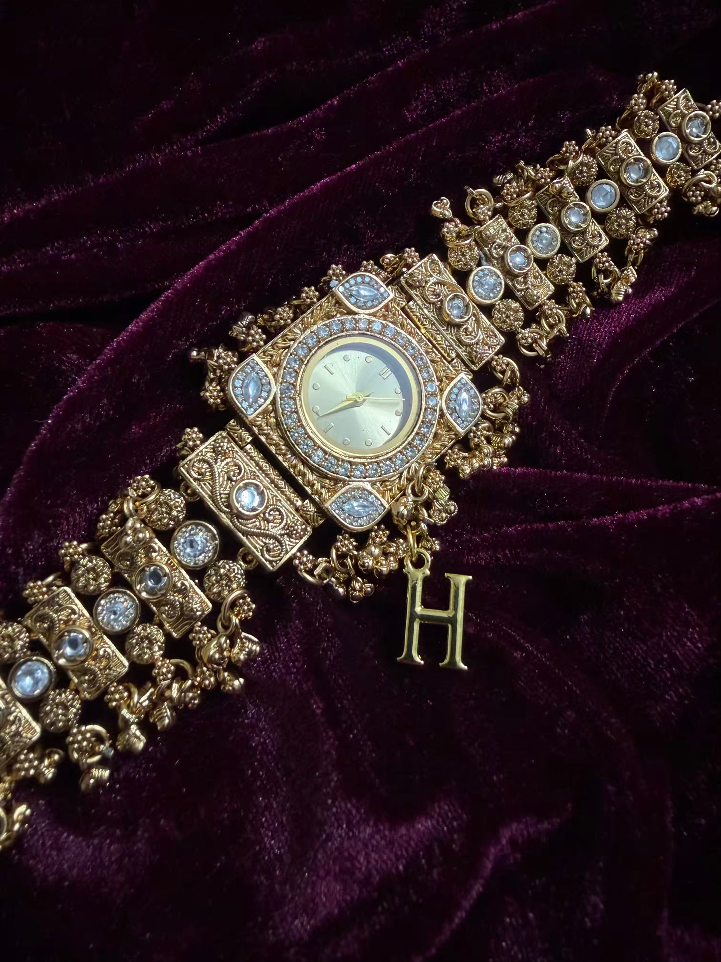 Katyayani Heritage Watch Rakhi in Premium Swarovski (Free Initial)