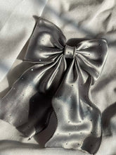 Load image into Gallery viewer, Silver Grey Layered Hair Bow Clip For Women -( Satin Diamonds )
